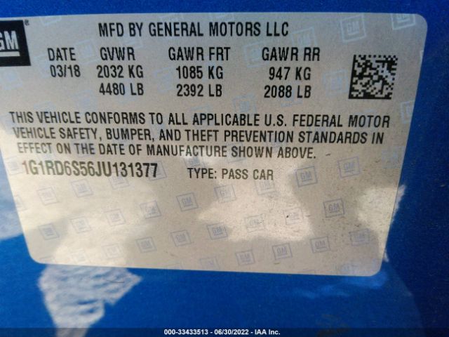 Photo 8 VIN: 1G1RD6S56JU131377 - CHEVROLET VOLT 