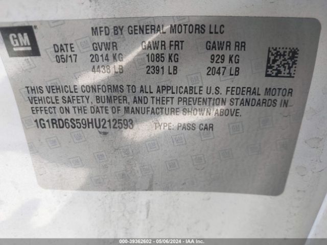 Photo 8 VIN: 1G1RD6S59HU212593 - CHEVROLET VOLT 