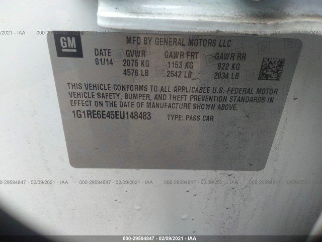 Photo 8 VIN: 1G1RE6E45EU148483 - CHEVROLET VOLT 