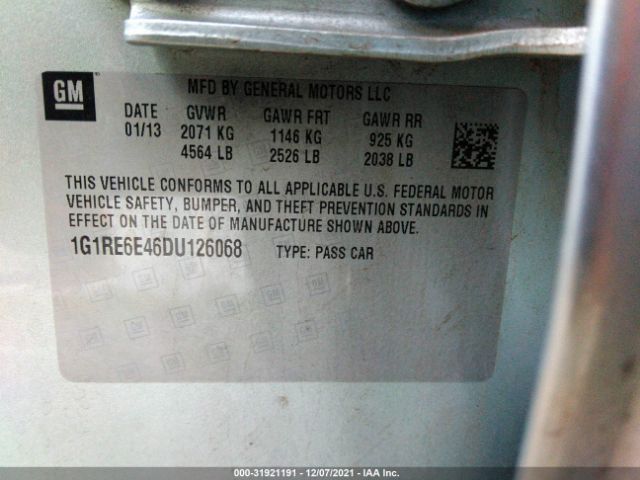 Photo 8 VIN: 1G1RE6E46DU126068 - CHEVROLET VOLT 