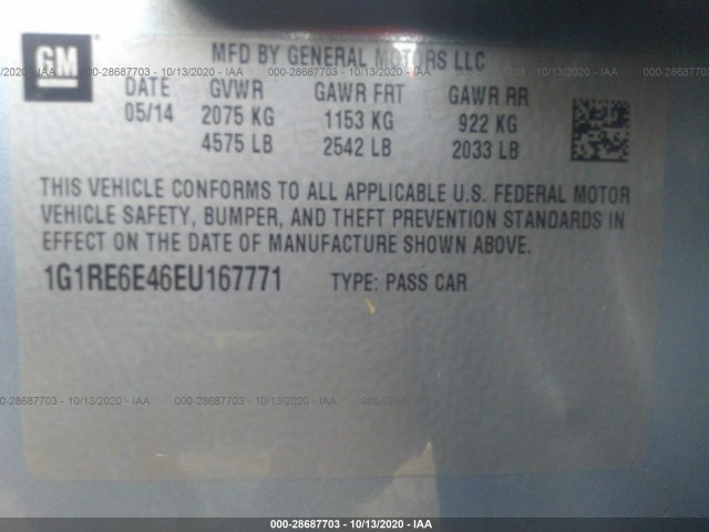 Photo 8 VIN: 1G1RE6E46EU167771 - CHEVROLET VOLT 