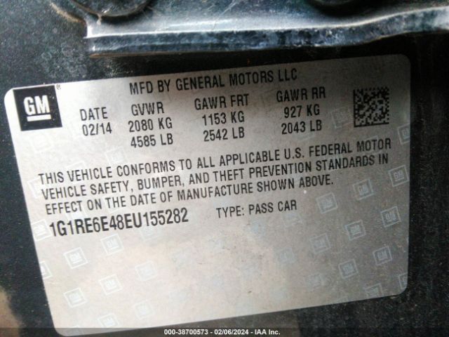 Photo 8 VIN: 1G1RE6E48EU155282 - CHEVROLET VOLT 