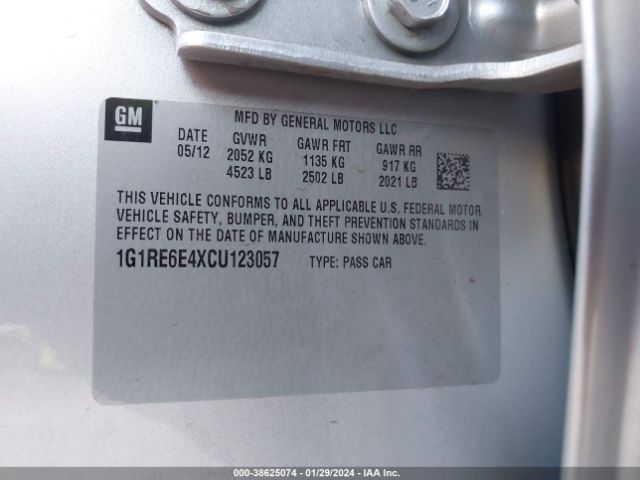 Photo 8 VIN: 1G1RE6E4XCU123057 - CHEVROLET VOLT 