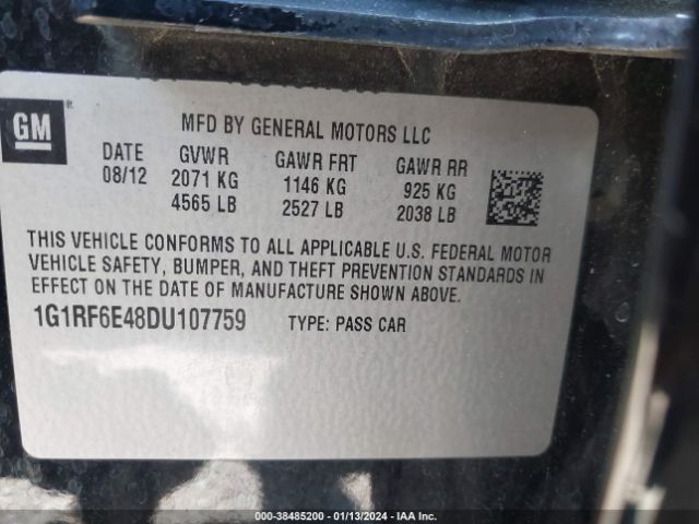 Photo 8 VIN: 1G1RF6E48DU107759 - CHEVROLET VOLT 