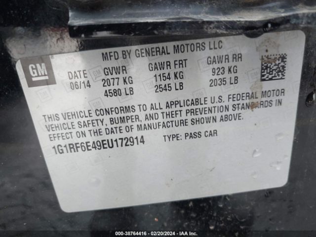 Photo 8 VIN: 1G1RF6E49EU172914 - CHEVROLET VOLT 