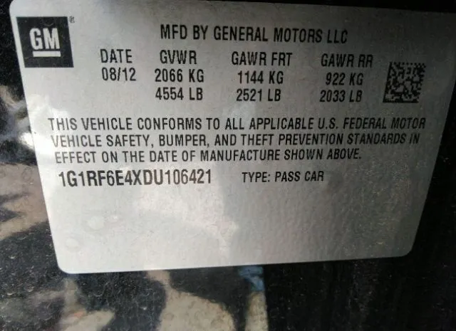 Photo 8 VIN: 1G1RF6E4XDU106421 - CHEVROLET VOLT 