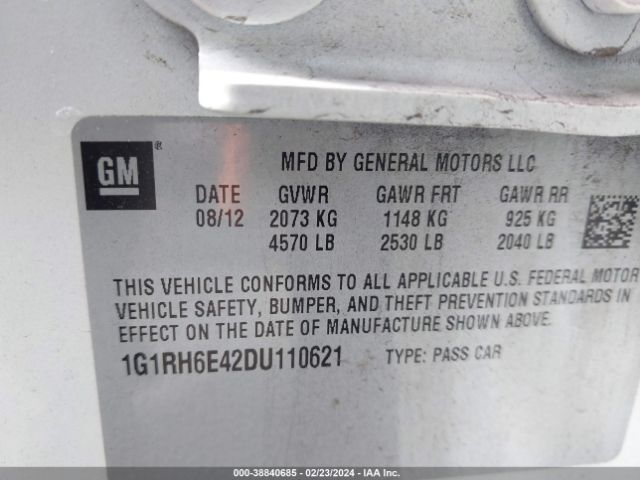 Photo 8 VIN: 1G1RH6E42DU110621 - CHEVROLET VOLT 