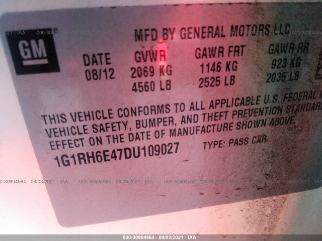 Photo 8 VIN: 1G1RH6E47DU109027 - CHEVROLET VOLT 