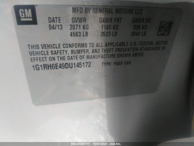 Photo 8 VIN: 1G1RH6E49DU145172 - CHEVROLET VOLT 