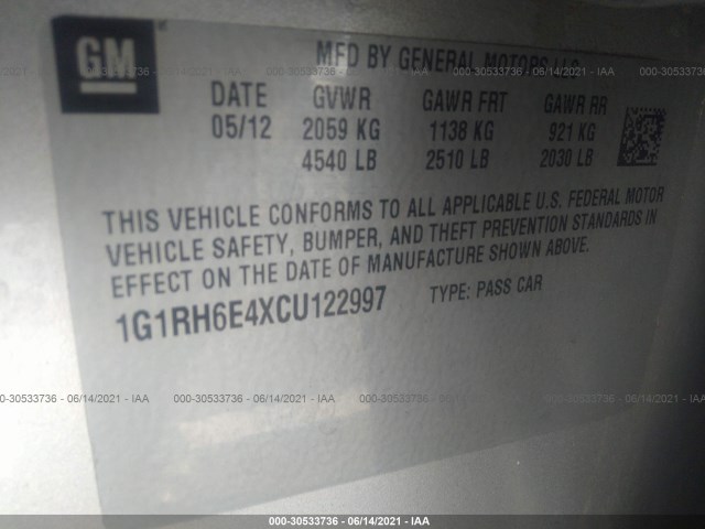 Photo 8 VIN: 1G1RH6E4XCU122997 - CHEVROLET VOLT 