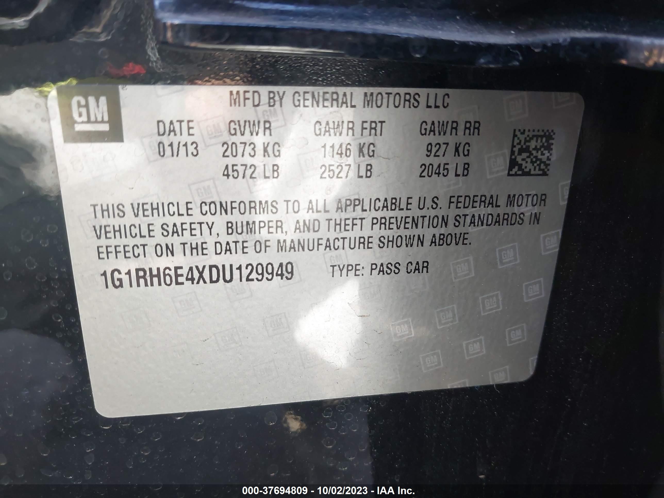 Photo 8 VIN: 1G1RH6E4XDU129949 - CHEVROLET VOLT 