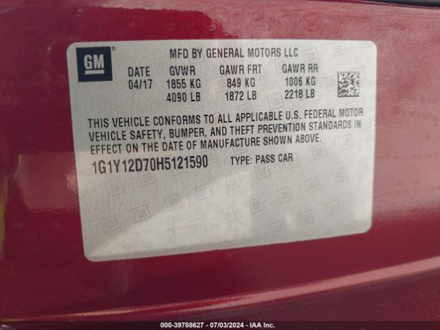 Photo 8 VIN: 1G1Y12D70H5121590 - CHEVROLET CORVETTE 