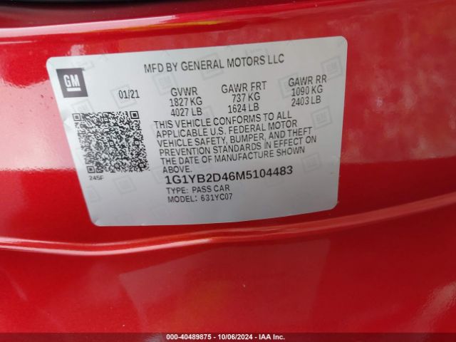 Photo 8 VIN: 1G1YB2D46M5104483 - CHEVROLET CORVETTE 