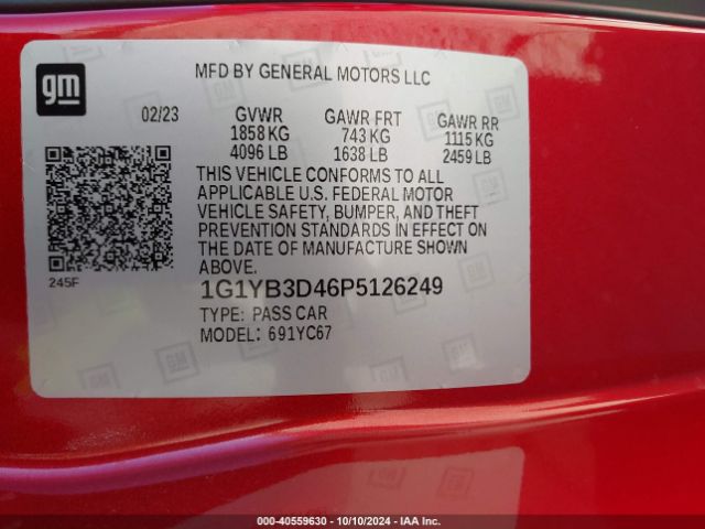 Photo 8 VIN: 1G1YB3D46P5126249 - CHEVROLET CORVETTE 