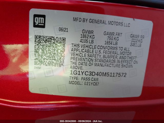 Photo 8 VIN: 1G1YC3D40M5117572 - CHEVROLET CORVETTE STINGRAY 