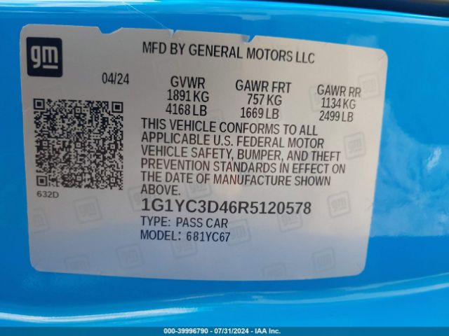 Photo 8 VIN: 1G1YC3D46R5120578 - CHEVROLET CORVETTE 