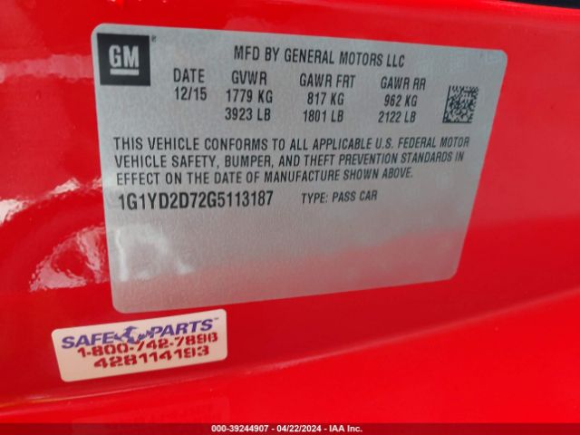 Photo 8 VIN: 1G1YD2D72G5113187 - CHEVROLET CORVETTE 