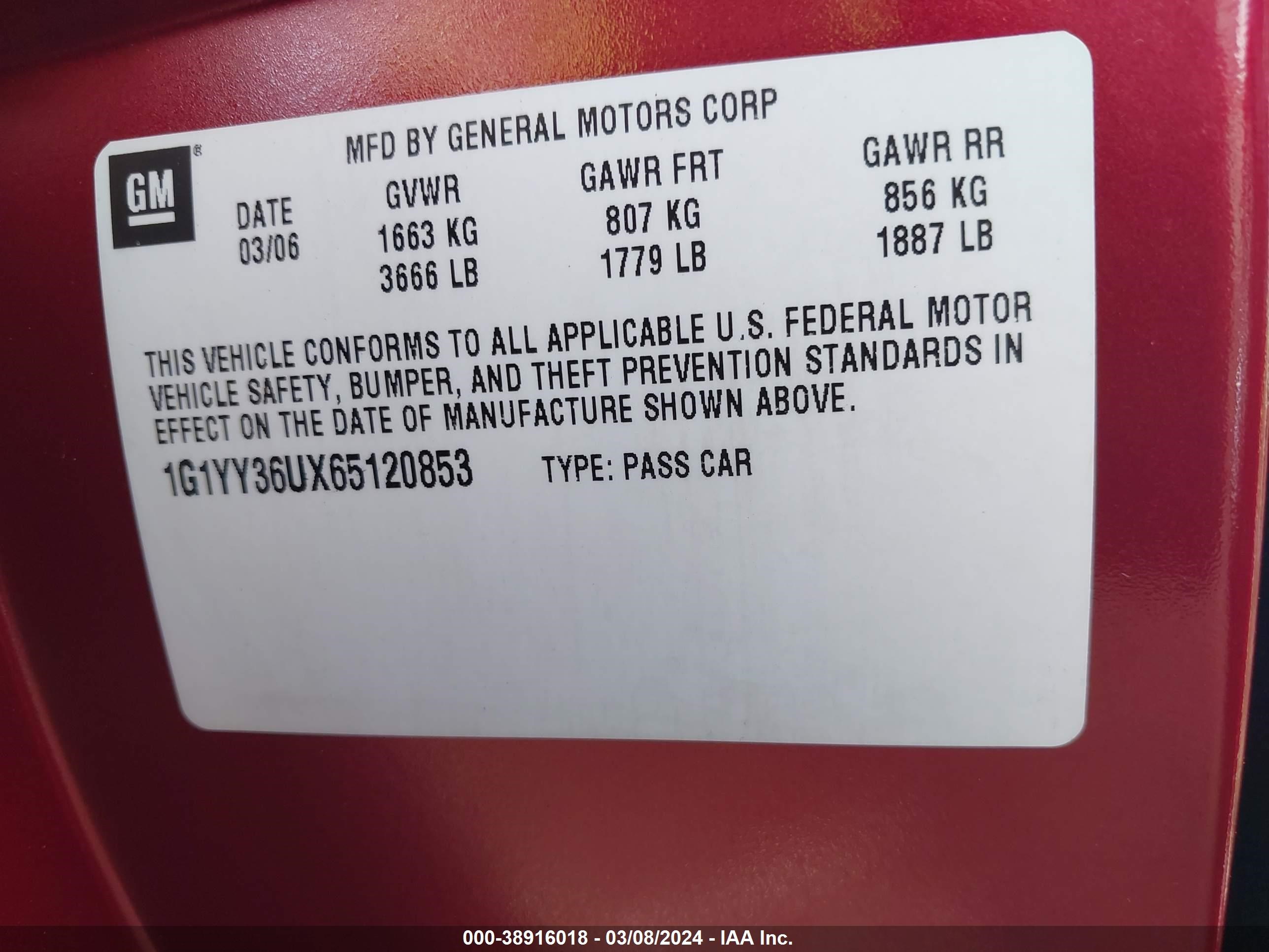 Photo 8 VIN: 1G1YY36UX65120853 - CHEVROLET CORVETTE 