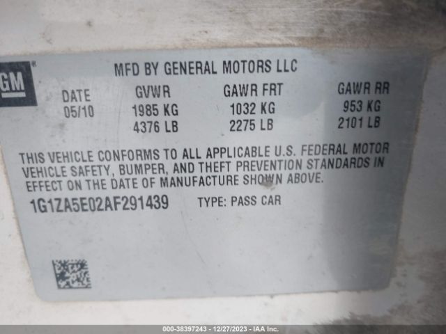 Photo 8 VIN: 1G1ZA5E02AF291439 - CHEVROLET MALIBU 