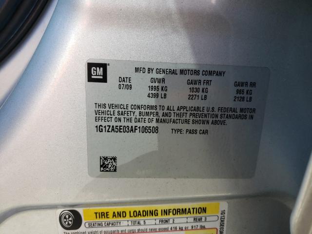 Photo 9 VIN: 1G1ZA5E03AF106508 - CHEVROLET MALIBU LS 