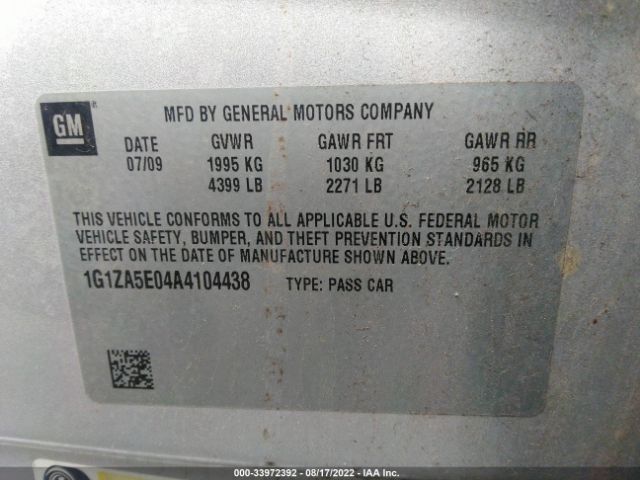 Photo 8 VIN: 1G1ZA5E04A4104438 - CHEVROLET MALIBU 