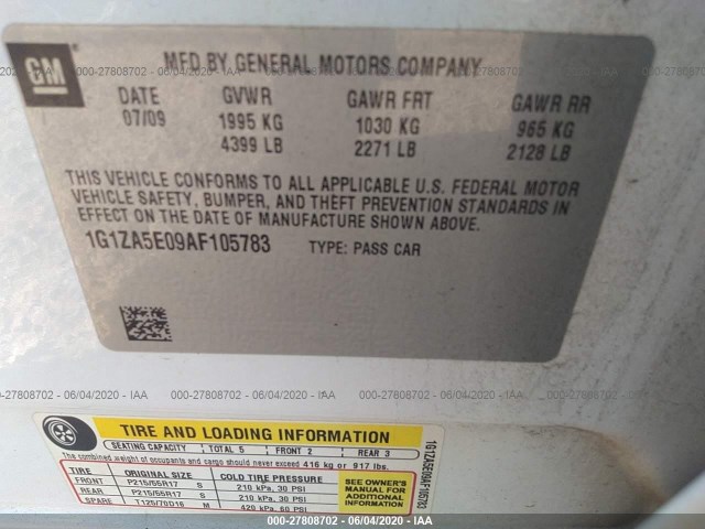 Photo 8 VIN: 1G1ZA5E09AF105783 - CHEVROLET MALIBU 