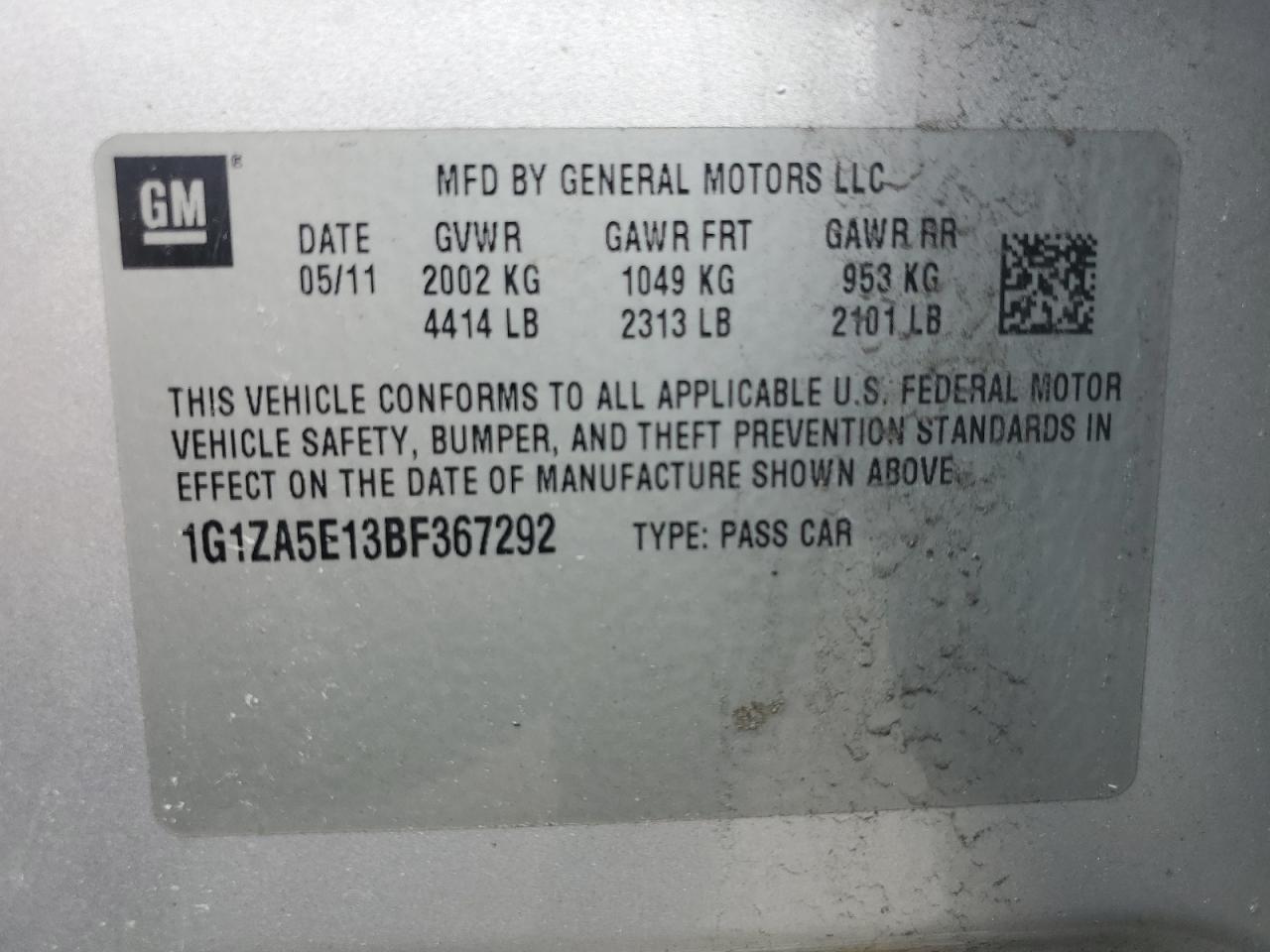 Photo 11 VIN: 1G1ZA5E13BF367292 - CHEVROLET MALIBU 