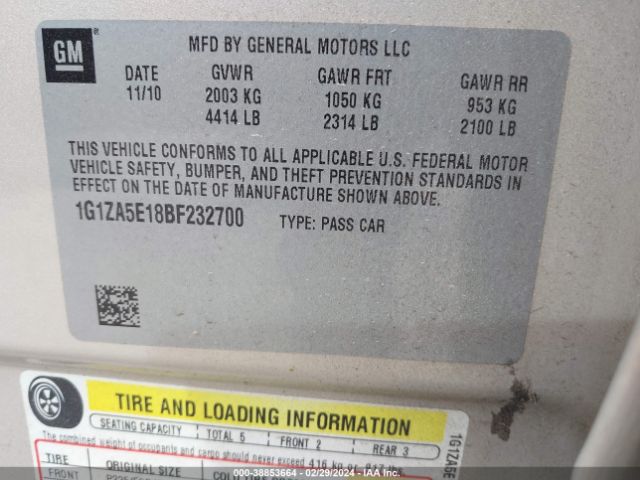 Photo 8 VIN: 1G1ZA5E18BF232700 - CHEVROLET MALIBU 