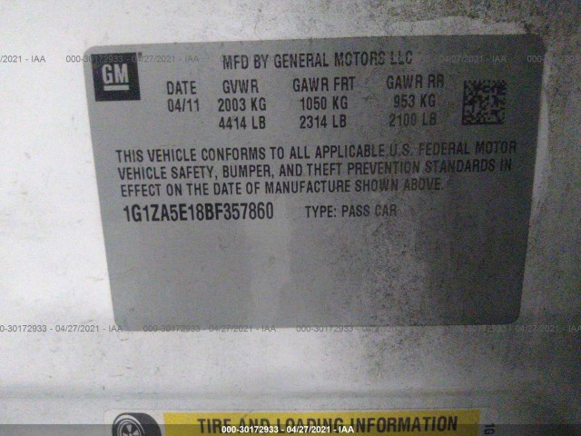 Photo 8 VIN: 1G1ZA5E18BF357860 - CHEVROLET MALIBU 