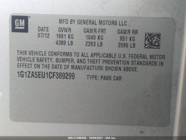 Photo 8 VIN: 1G1ZA5EU1CF389299 - CHEVROLET MALIBU 