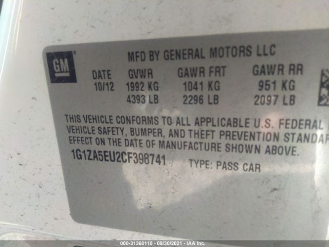 Photo 8 VIN: 1G1ZA5EU2CF398741 - CHEVROLET MALIBU 