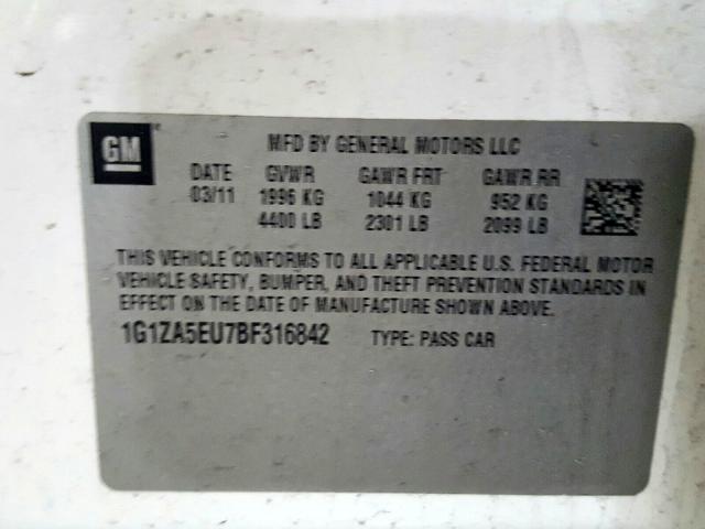 Photo 9 VIN: 1G1ZA5EU7BF316842 - CHEVROLET MALIBU LS 