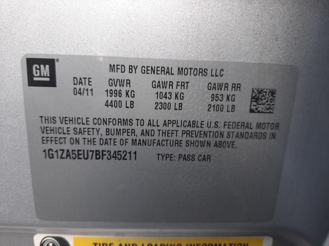 Photo 9 VIN: 1G1ZA5EU7BF345211 - CHEVROLET MALIBU LS 