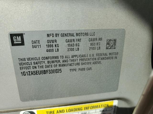 Photo 11 VIN: 1G1ZA5EU8BF338025 - CHEVROLET MALIBU 