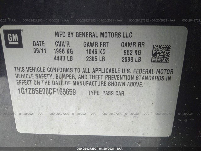 Photo 8 VIN: 1G1ZB5E00CF165659 - CHEVROLET MALIBU 