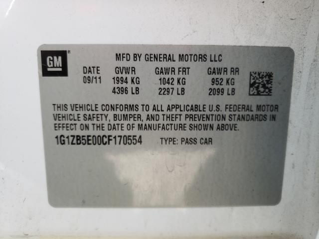 Photo 9 VIN: 1G1ZB5E00CF170554 - CHEVROLET MALIBU LS 