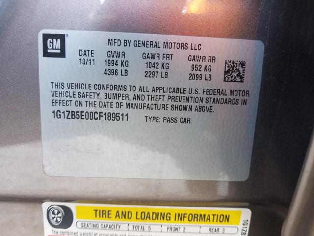 Photo 9 VIN: 1G1ZB5E00CF189511 - CHEVROLET MALIBU LS 