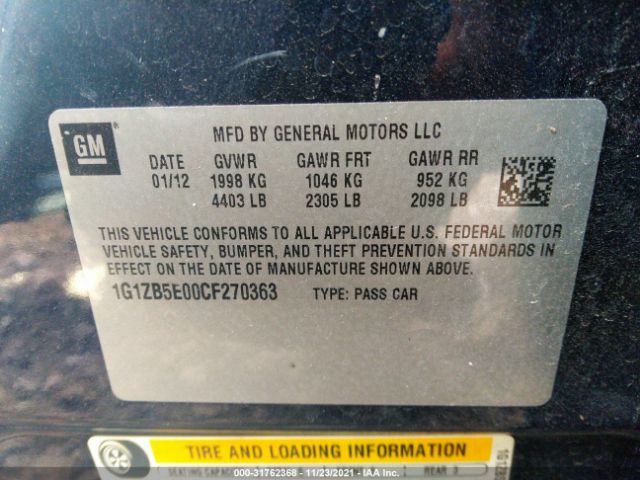 Photo 8 VIN: 1G1ZB5E00CF270363 - CHEVROLET MALIBU 