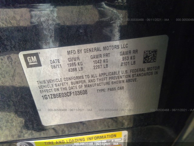 Photo 8 VIN: 1G1ZB5E03CF103608 - CHEVROLET MALIBU 