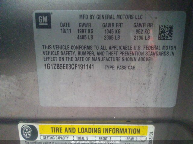 Photo 8 VIN: 1G1ZB5E03CF191141 - CHEVROLET MALIBU 