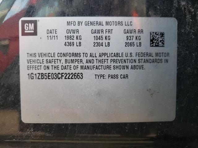 Photo 12 VIN: 1G1ZB5E03CF222663 - CHEVROLET MALIBU 