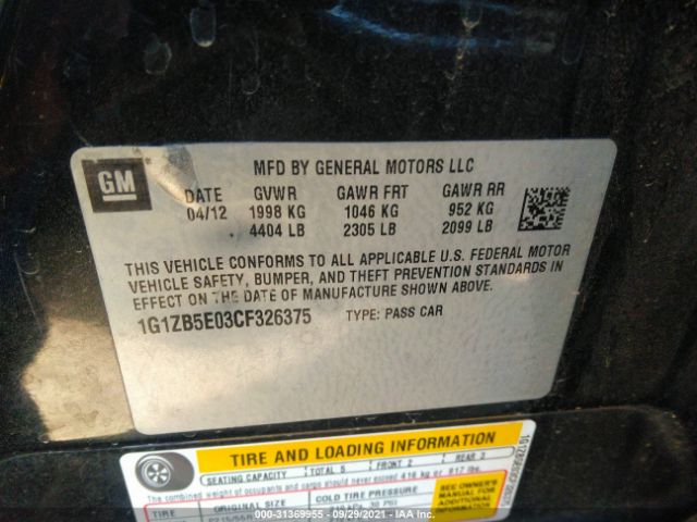 Photo 8 VIN: 1G1ZB5E03CF326375 - CHEVROLET MALIBU 