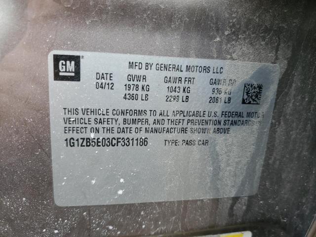 Photo 11 VIN: 1G1ZB5E03CF331186 - CHEVROLET MALIBU LS 