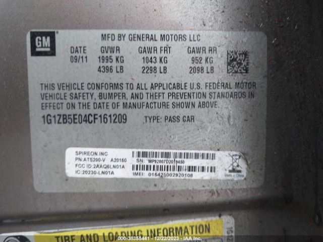 Photo 8 VIN: 1G1ZB5E04CF161209 - CHEVROLET MALIBU 