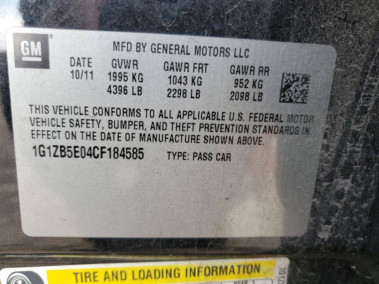 Photo 12 VIN: 1G1ZB5E04CF184585 - CHEVROLET MALIBU 