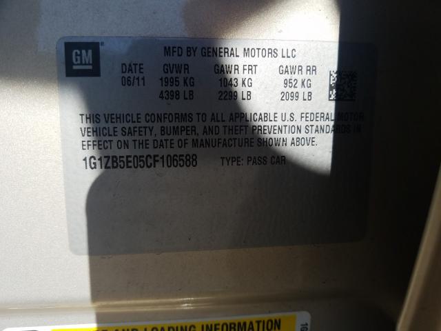 Photo 9 VIN: 1G1ZB5E05CF106588 - CHEVROLET MALIBU LS 