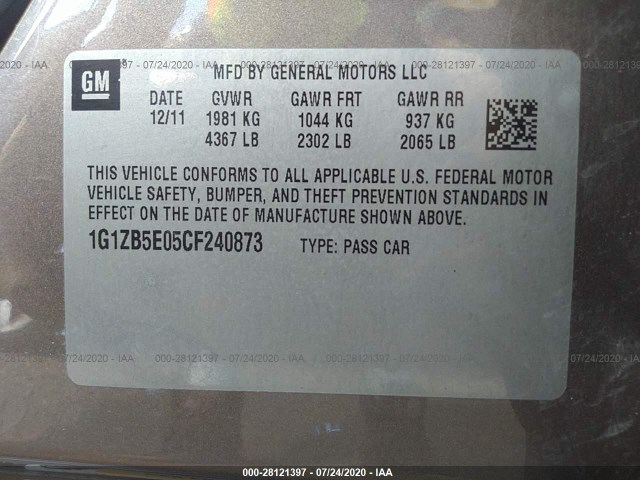 Photo 8 VIN: 1G1ZB5E05CF240873 - CHEVROLET MALIBU 