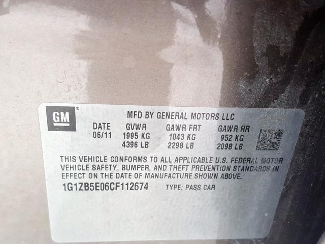 Photo 9 VIN: 1G1ZB5E06CF112674 - CHEVROLET MALIBU LS 