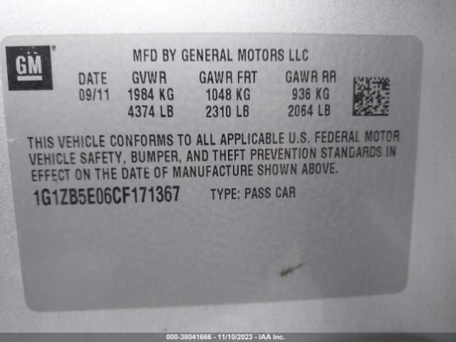 Photo 8 VIN: 1G1ZB5E06CF171367 - CHEVROLET MALIBU 