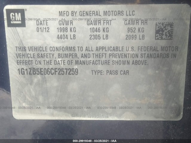 Photo 8 VIN: 1G1ZB5E06CF257259 - CHEVROLET MALIBU 